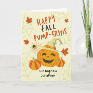 Carte Halloween Grin pour Nephew mignon Citrouille