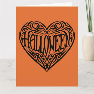 Carte Halloween Heart, Cœur Noir, Vacances