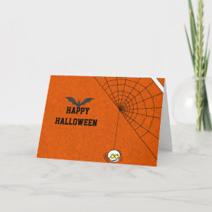 Carte Halloween heureux avec Black Bat et Spider web Car