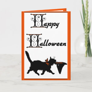 Carte Halloween heureux d'un chat frais à l'autre