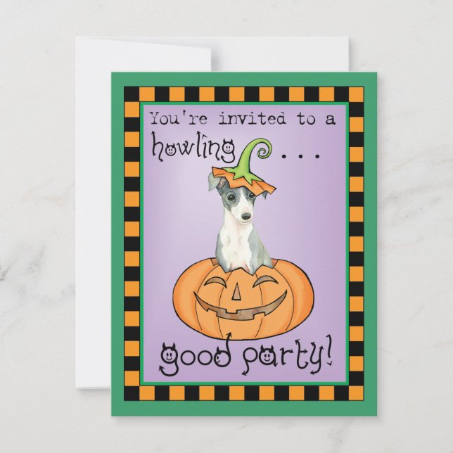 Carte Halloween italien Greyhound (Devant)