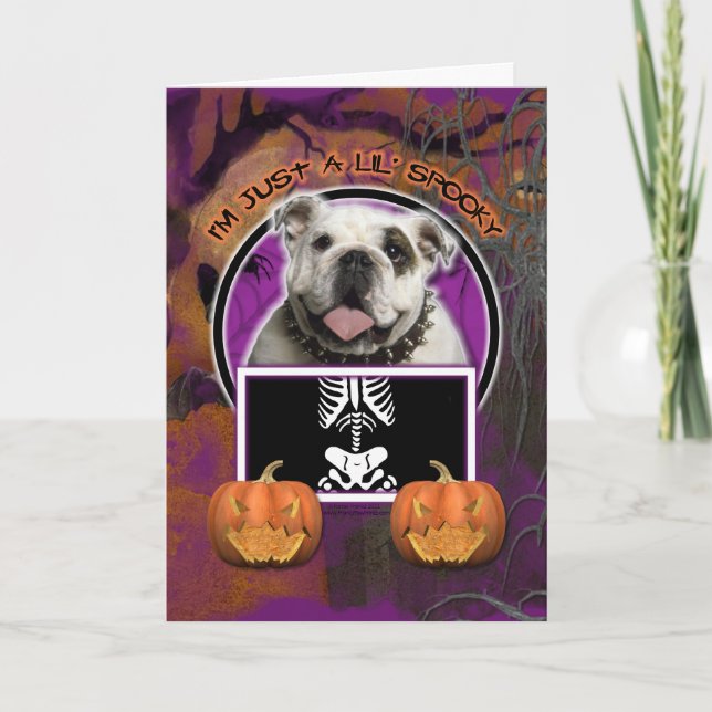 Carte Halloween - juste un Lil éffrayant - bouledogue (Devant)