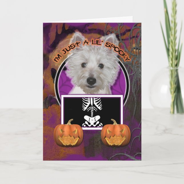 Carte Halloween - juste un Lil éffrayant - Westie - (Devant)