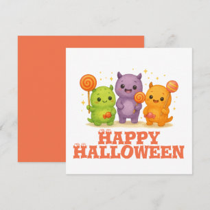 Carte Halloween Kawaii Monsters & Lollipops