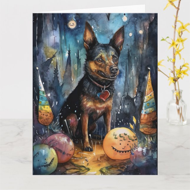 Carte Halloween Kelpie Australien Avec Citrouilles Effra (Fleur jaune)