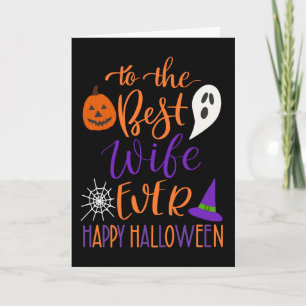 Carte Halloween la meilleure femme jamais en orange et v