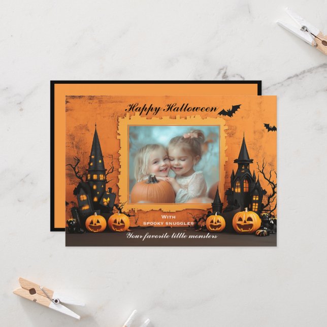 Carte Halloween Le Snap-O-Lanterne Éffrayant (Devant/Arrière en situation)