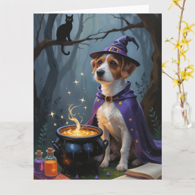 Carte Halloween lunaire de Chesapeake Bay Terrier (Fleur jaune)