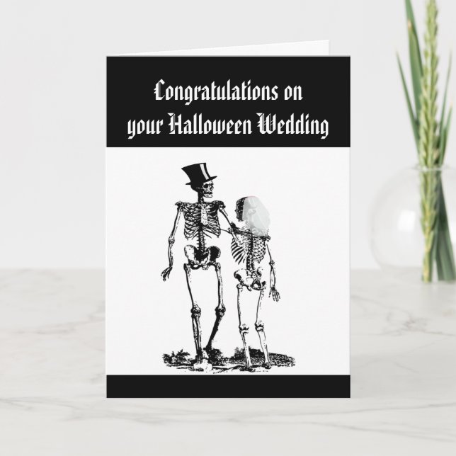 Carte Halloween Mariage Skeleton Couple Félicitations (Devant)