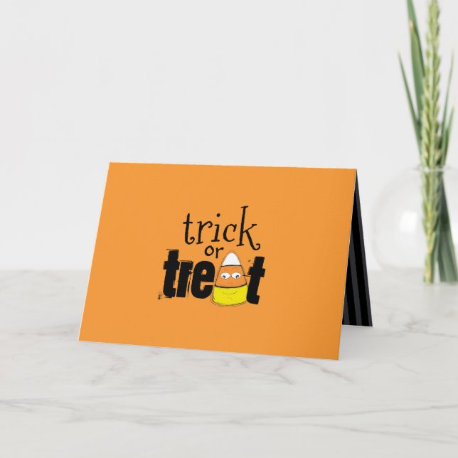 Carte Halloween mignonne Bécasseau Ou Traiter Corne De B (Devant)