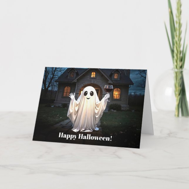 Carte Halloween mignonne et drôle de notre maison à votr (Devant)
