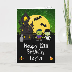 Carte Halloween Monstres Green Joyeux Anniversaire