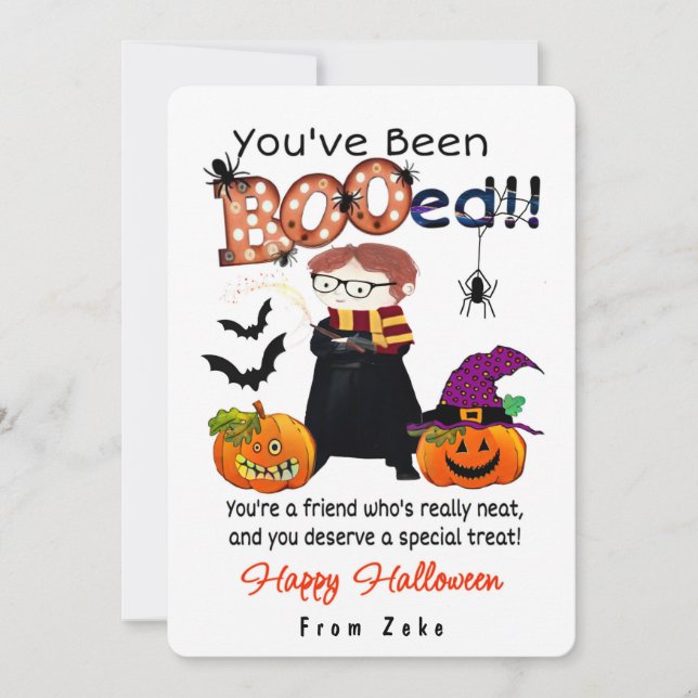 Carte Halloween personnalisée "BOOed" (Devant)