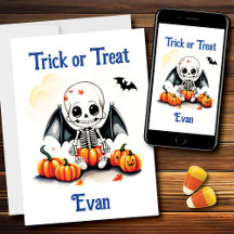 Halloween Petit Squelette Bats Tricot ou Treat