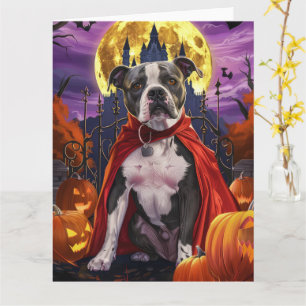 Carte Halloween Pitbull Vampire Citrouilles peur