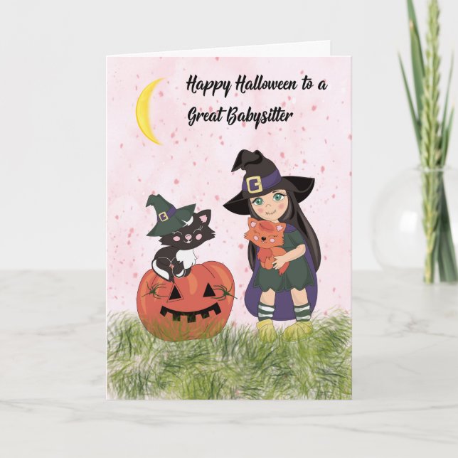 Carte Halloween pour Babysitter (Devant)