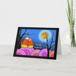 Carte Halloween pour Godparents, Candy Corn Couple