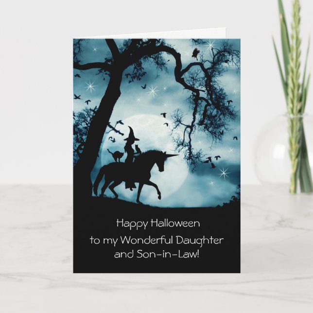 Carte Halloween pour la sorcière fille et gendre (Devant)