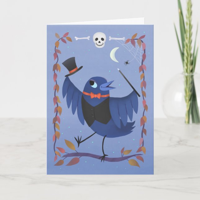 Carte Halloween Raven Crow Anniversaire (Devant)