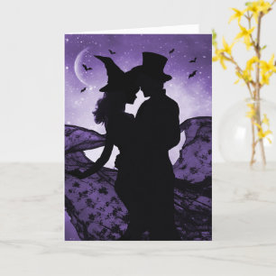 Carte Halloween Romance Love Silhouetté Couple et chauve