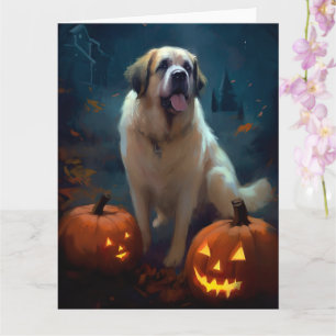 Carte Halloween Saint Bernard avec la peur Citrouille