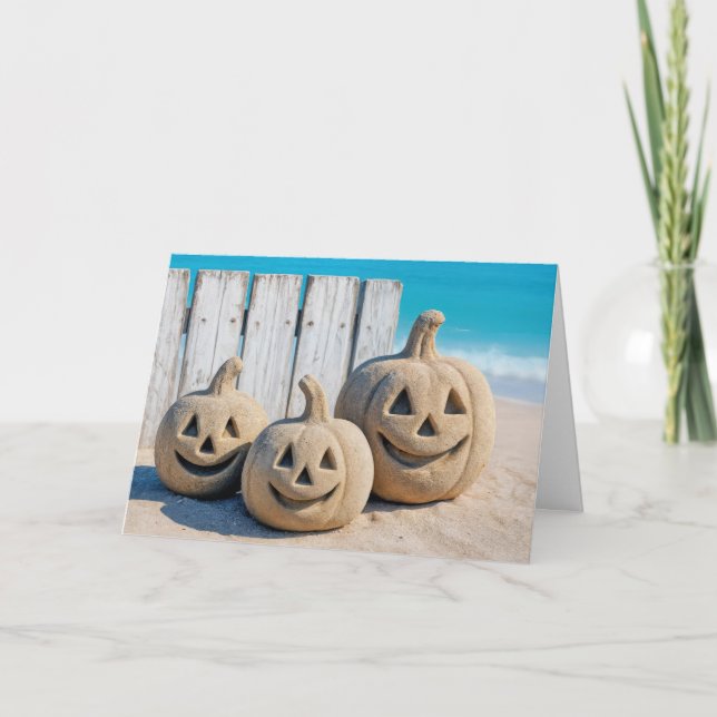Carte Halloween Seashore Sand Jack o' Lanterns  (Devant)