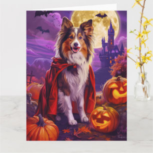 Carte Halloween Shetland Sheepdog Vampire Citrouilles ef