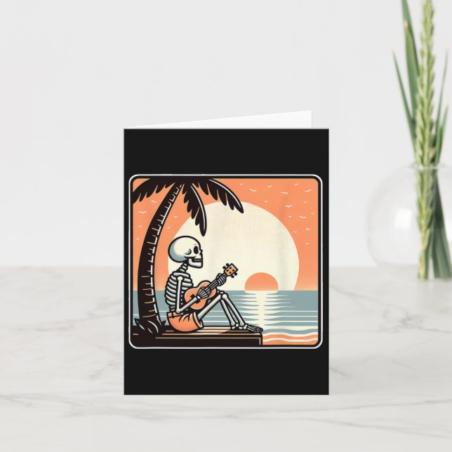 Carte Halloween Skeleton Beach Palm Tree (Devant)