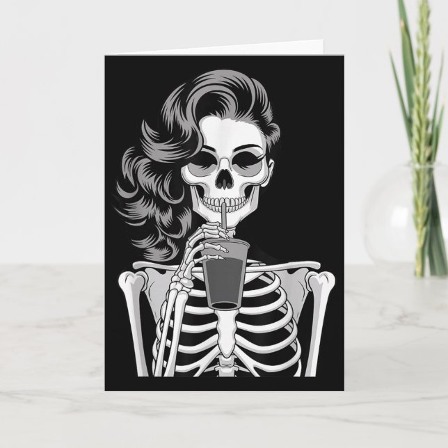 Carte Halloween Skeleton Retro Style Drink Beverage Quir (Devant)