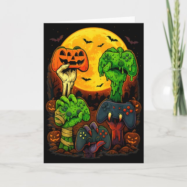Carte Halloween Skeleton Zombie Mummy Gaming Controller  (Devant)