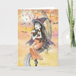 Carte Halloween Sorcière Chat Noir