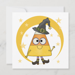 Carte Halloween sorcière de maïs de bonbons