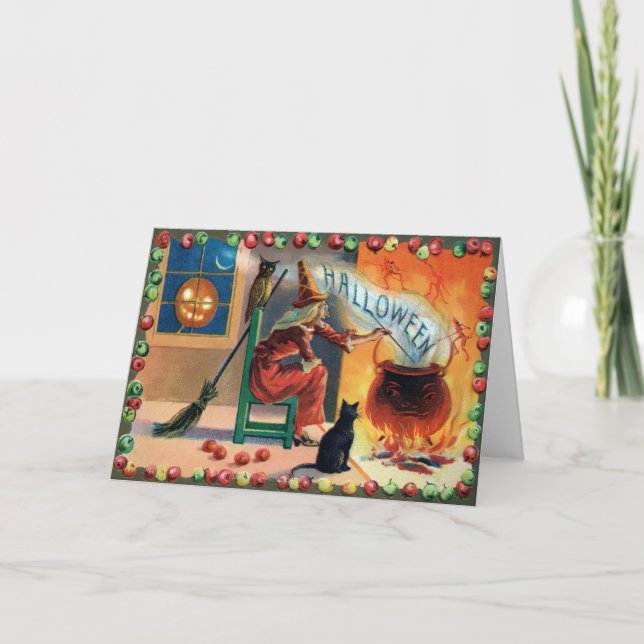 Carte Halloween sorcière vintage (Devant)