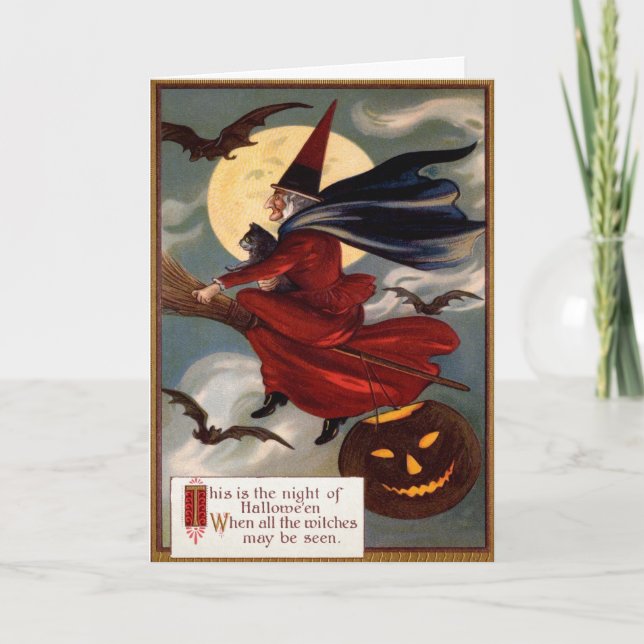Carte Halloween sorcière vintage (Devant)
