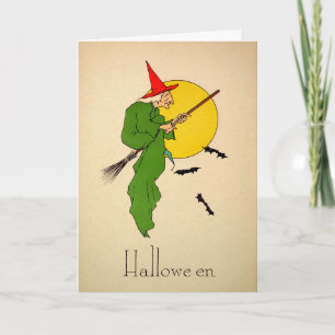 Carte Halloween sorcière vintage