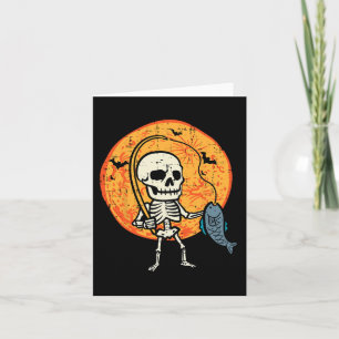 Carte Halloween Squelette Costume de pêche Pêcheur Homme