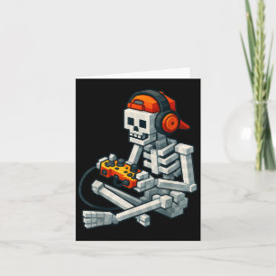 Carte Halloween Squelette Gamer Pixel Vidéo Joueurs Garç
