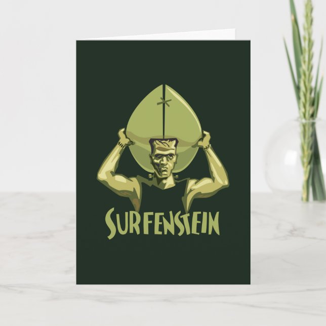 Carte Halloween surfant Frankenstein (Devant)