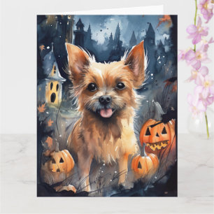 Carte Halloween Terrier Australien Avec Peur Citrouille