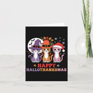Carte Halloween Thanksgiving Noël Chats Happy Hallot