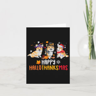 Carte Halloween Thanksgiving Noël Funny Corgi Chiens