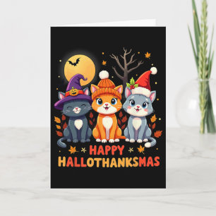 Carte Halloween Thanksgiving Noël Joyeux Hallomerci