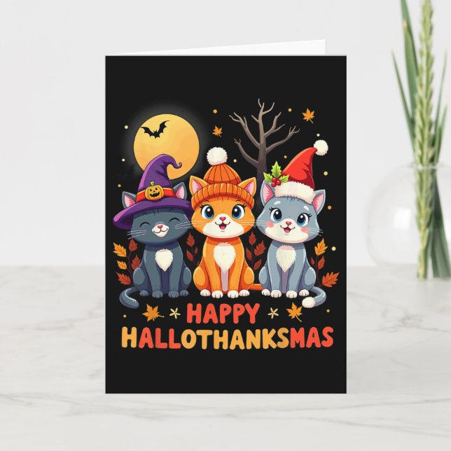 Carte Halloween Thanksgiving Noël Joyeux Hallomerci (Devant)