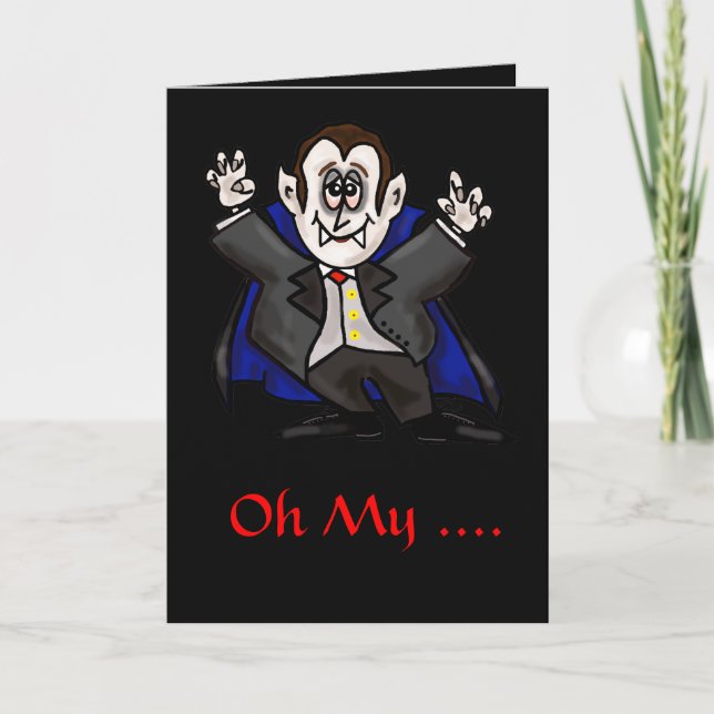 Carte Halloween Vampire "Tu M'As Eu Au Cou" (Devant)