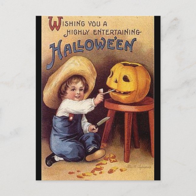 Carte Halloween Vintage KRW très divertissante (Devant)