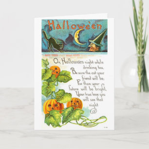 Carte Halloween vintage - Lire les Feuilles de thé,