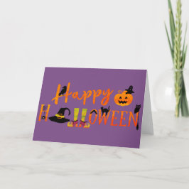 Carte Halloween violet heureux