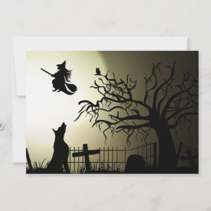 Carte Halloween Witch et Howling Dog