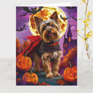 Carte Halloween Yorkshire Terrier Vampire Citrouilles pe