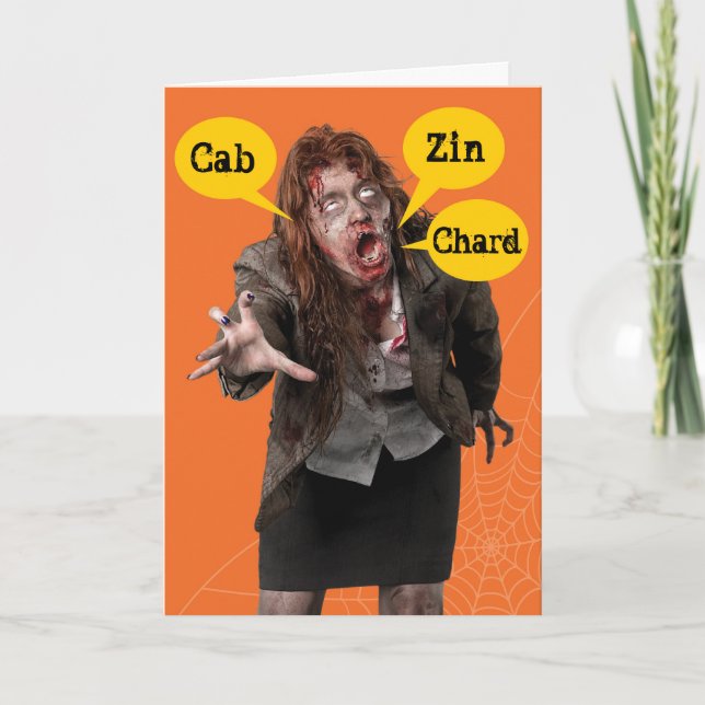 Carte Halloween Zombie Happy Hallowine Wino (Devant)